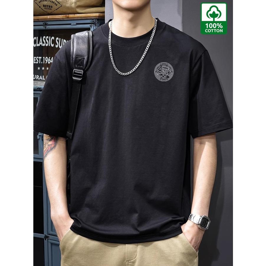 100% Cotton Printed Men's T-shirt, Simple and Comfortable Printed Casual T-shirt