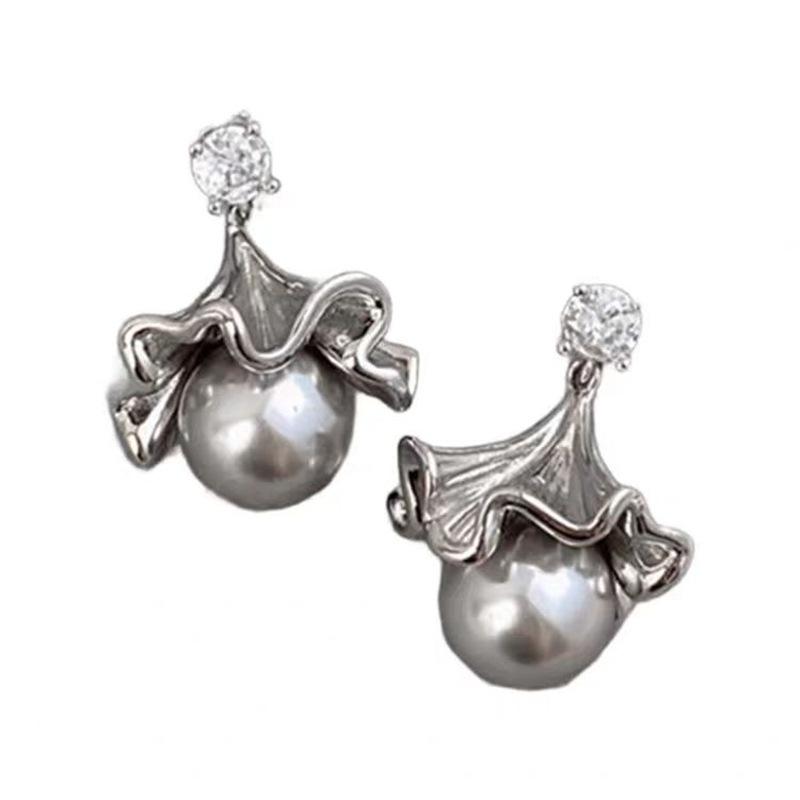 Neues einzigartiges Design Ginkgo Biloba Perlenstecker Ohrringe Damen 111 Silbernadel Leichter Luxus Hochwertiges Temperament Ohrringe Ohrringe