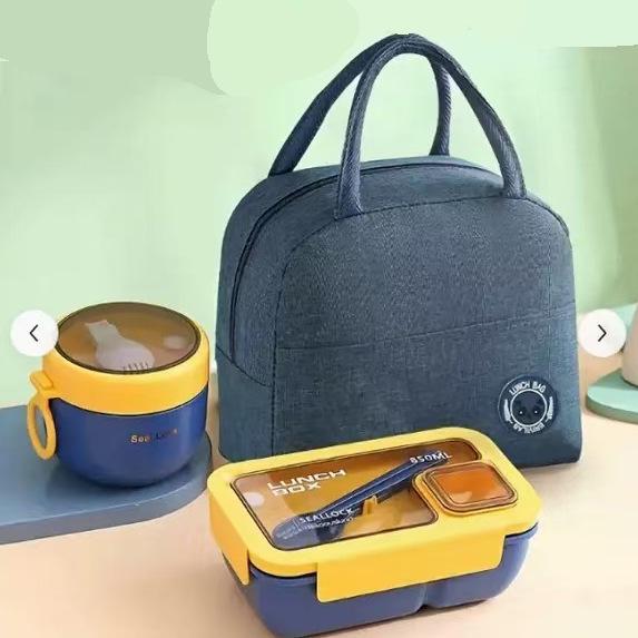 Compact Insulated Lunch Bag & Microwaveable Bento Box for Students & Office Workers