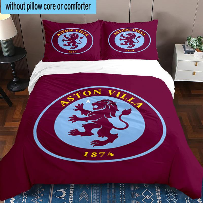 Set Biancheria da Letto Stampato Aston Villa Football Club 3 Pezzi Copripiumino Chiusura Include 1 Copripiumino e 2 Federe Set Biancheria da Letto Arredamento Casa Regali