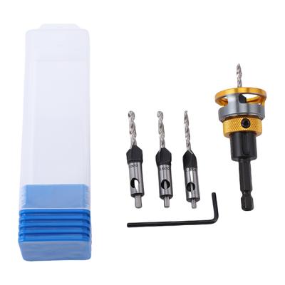 4 Flute Countersink Drill Bit Set Adjustable Depth Woodworking Countersink Drill Bit with Depth Stop