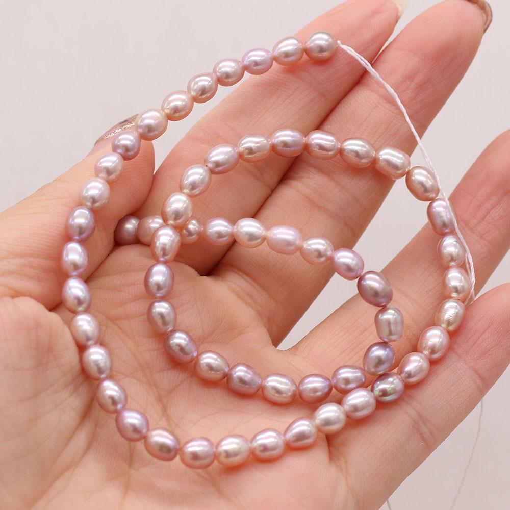 

1String, Boho Natural Freshwater Pearls, Rice-shaped Pearl Beads, 5-6 mm, for DIY Necklace Bracelet, Jewelry Making, Birthday Party Crafts, 36cm 1String/5-6mm-36cm фіолетовий