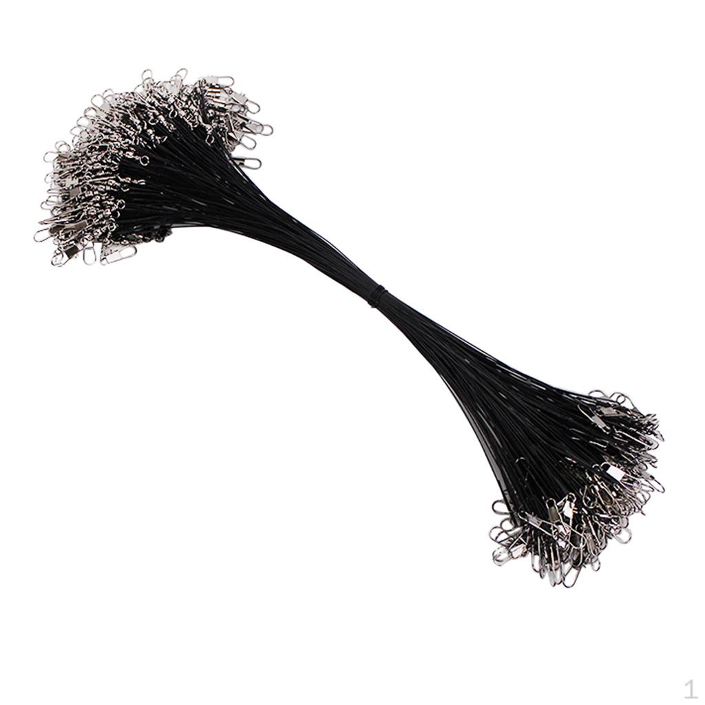 

100 шт./компл. поводки из стальной проволоки с вертлюжками для рыболовных снастей 30cm Black