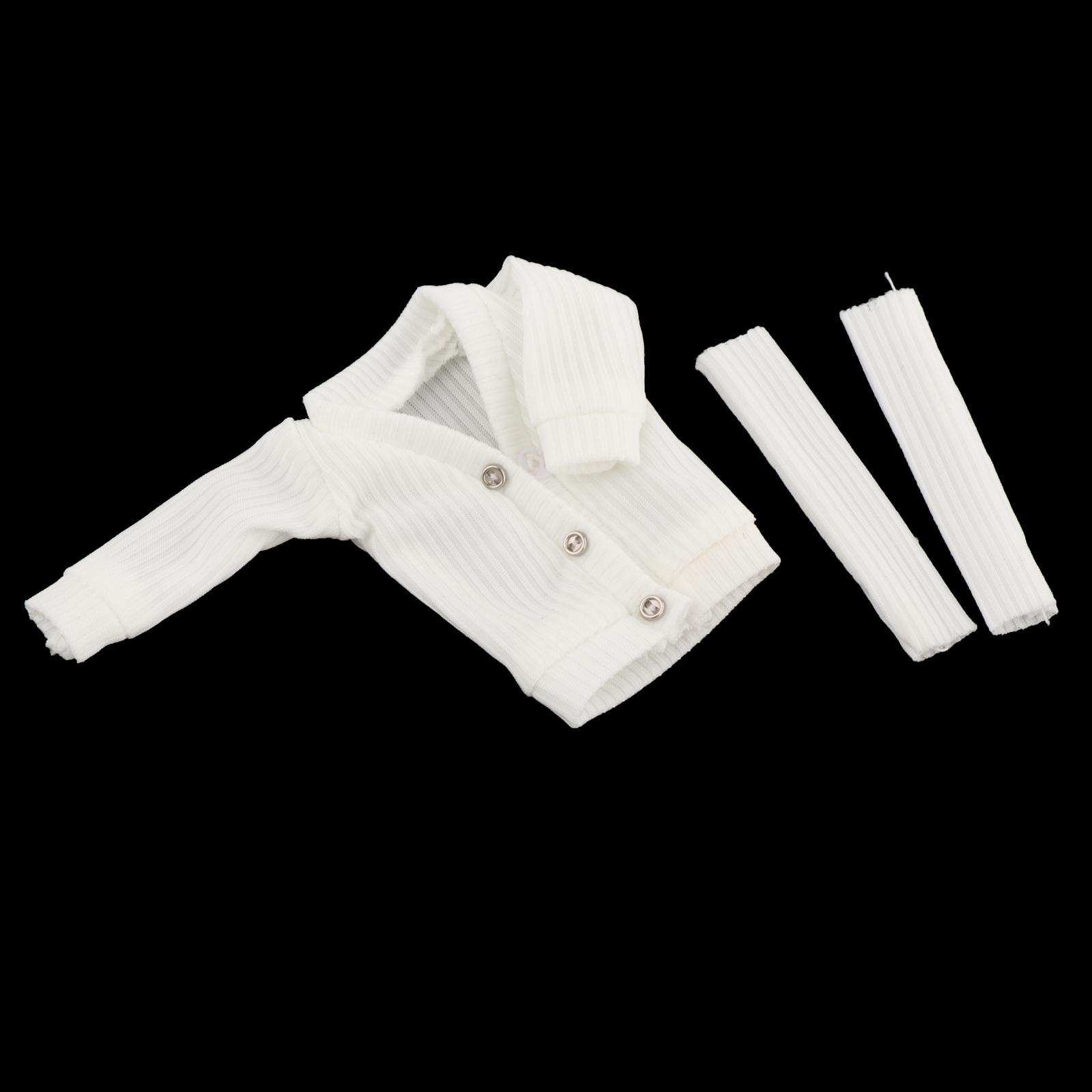 

1/12 масштаб толстый свитер на пуговицах свободная верхняя одежда повседневный тонкий модный кукольный кардиган с открытым передом для 6 дюймов белый