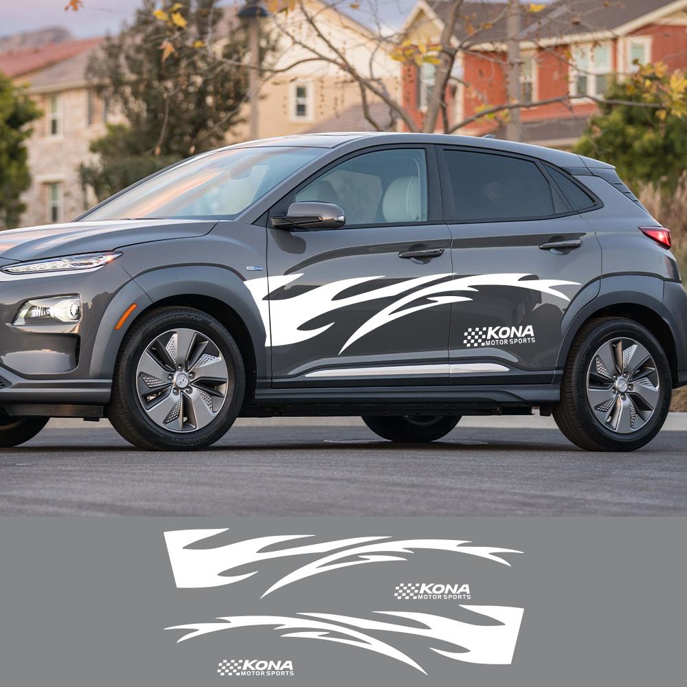För Hyundai Kona Hybrid N Line Elektriska Grafiska Dekaler Ränder Kit Dekor Dekal Vinylskydd Bil Dörrsida Klistermärke Auto