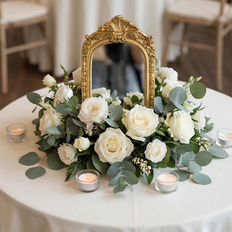 Zierer Wandspiegel in Bogenform mit detailliertem Blumenmuster Harz für Wohnzimmer, Schlafzimmer Kommode