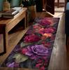 Rose Floral Hallway Runner Rug Birthday Gift Non Slip Floormat Washable Long Runner Carpet for Kitchen Hallway Gift for Mother