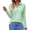 Women's Fashion Casual Lapel Short Long Sleeve Solid Color Shirt Women's Button Up Tops