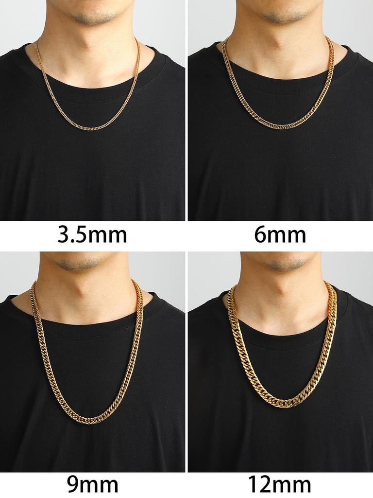 Naszyjnik Kihei Łańcuszek Tylko K18 Złoto Pozłacana Stal Nierdzewna Długość 56 cm Szerokość 12 mm [ChainsHouse] Męski Nierdzewny