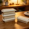 Biodegradable Corn Starch Rectangular Takeaway Lunch Box with Lid
