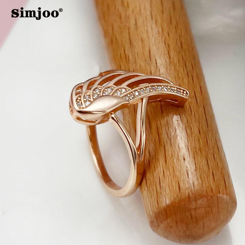 SIMJOO Roségoldfarbener Zirkon-Engelsflügelring für Damen