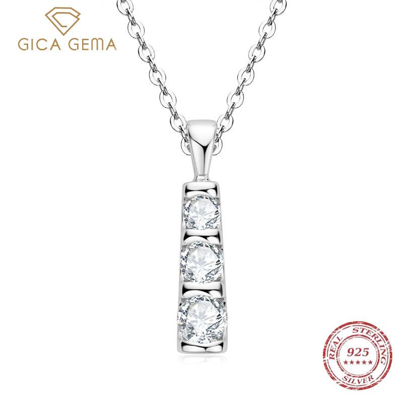 Gica Gema Light Luxury Design Sense Moissanite Necklace Lucky Triple Pendant Necklace Party Gift