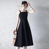 Spring/Summer Light Luxury Black Spaghetti Strap Long Dress - Tummy Concealing Vest Style