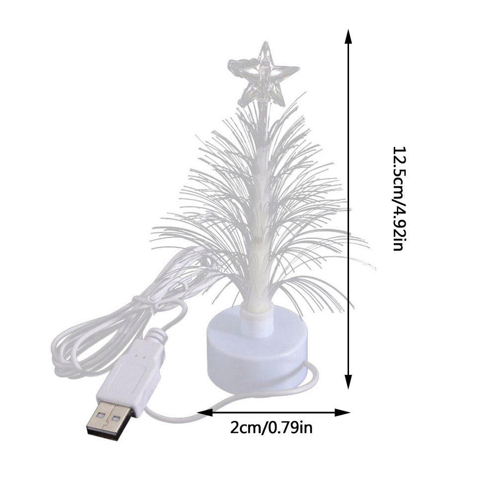 Mini LED Christmas Tree Lamp Christmas Decorative Light Night Light Color Changing Fiber Optical Light USB Connection Lamp Decor