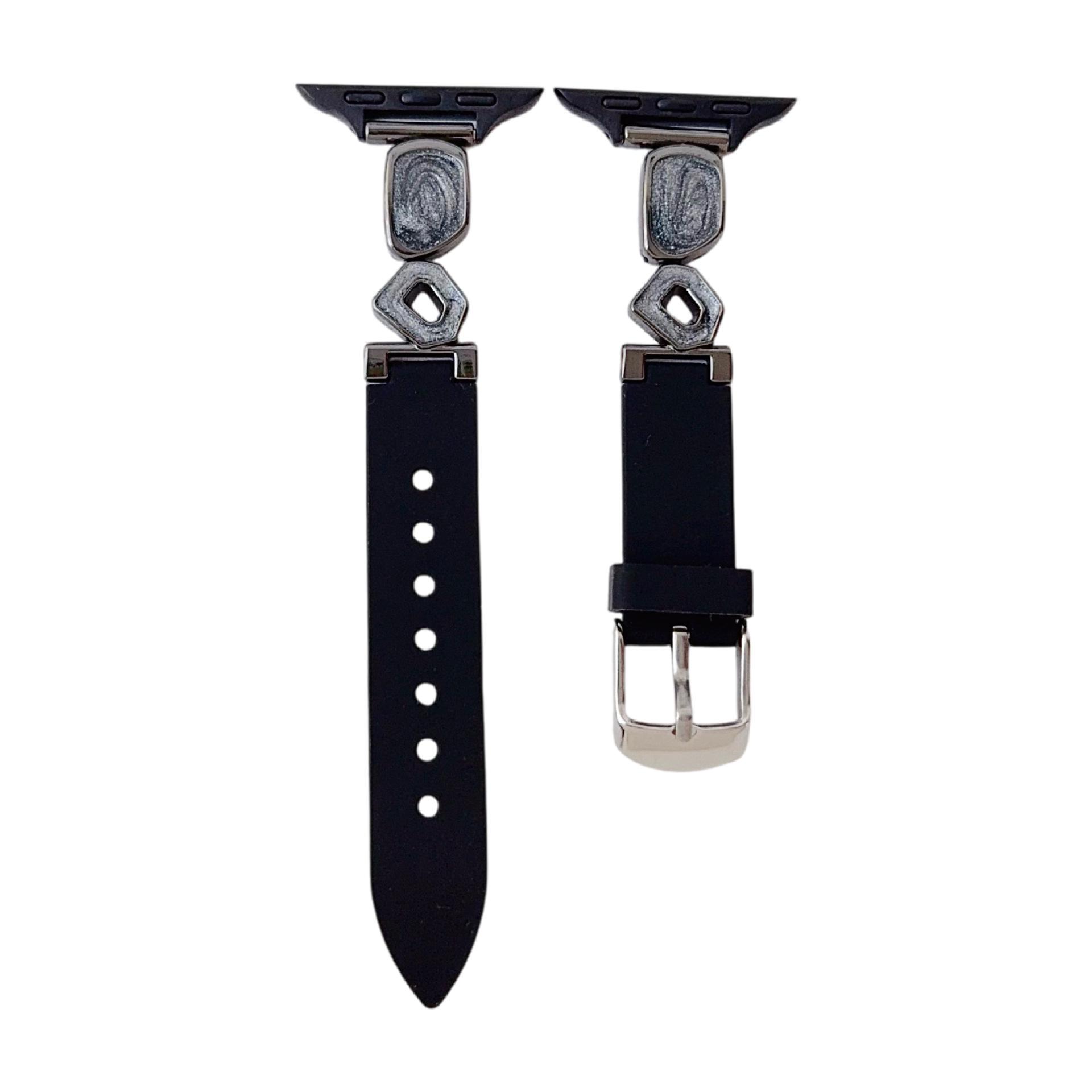 

Compatible Epoxy Resin Inlay Silicone Strap for Apple Watch Series 7/8/9/10/SE, Huawei GT6, Xiaomi 9 Huawei GT6 41mm чорний