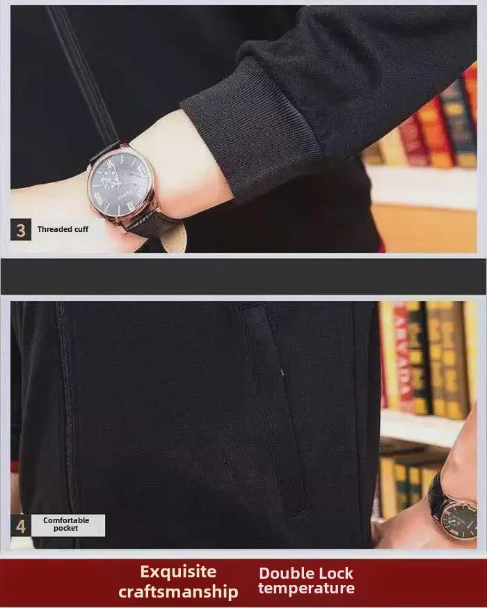 New Arrival: Men's Plus Velvet Autumn/Winter Sports Suit - Trendy Long-Sleeve Jacket for Middle-Aged and Elderly, Large Sizes Available.