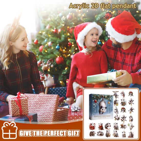 Christmas Advent Calendar Colorful Bells Possum Design 24-Day Countdown Christmas Tree Pendant Festive Ornaments