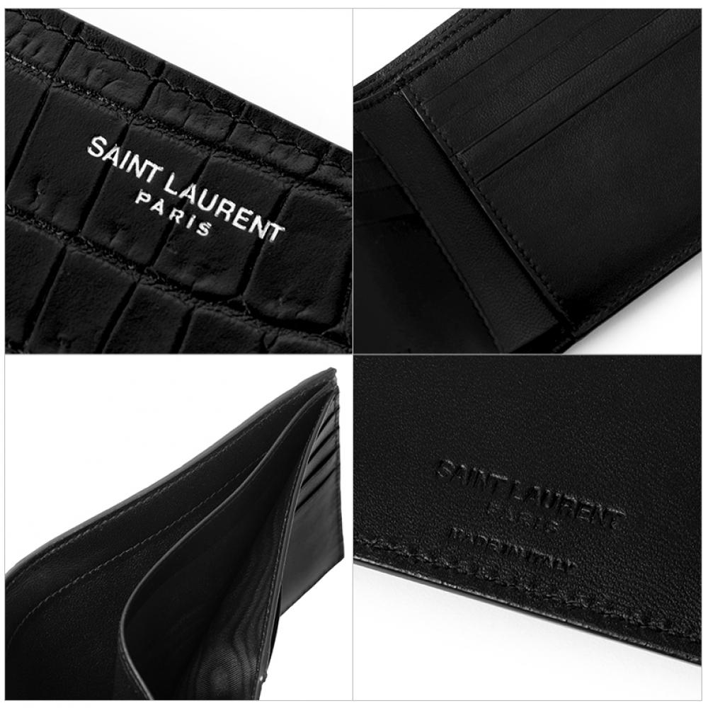 Saint Laurent Classic East West Crocodile Embossed Wallet 396307 Dzede