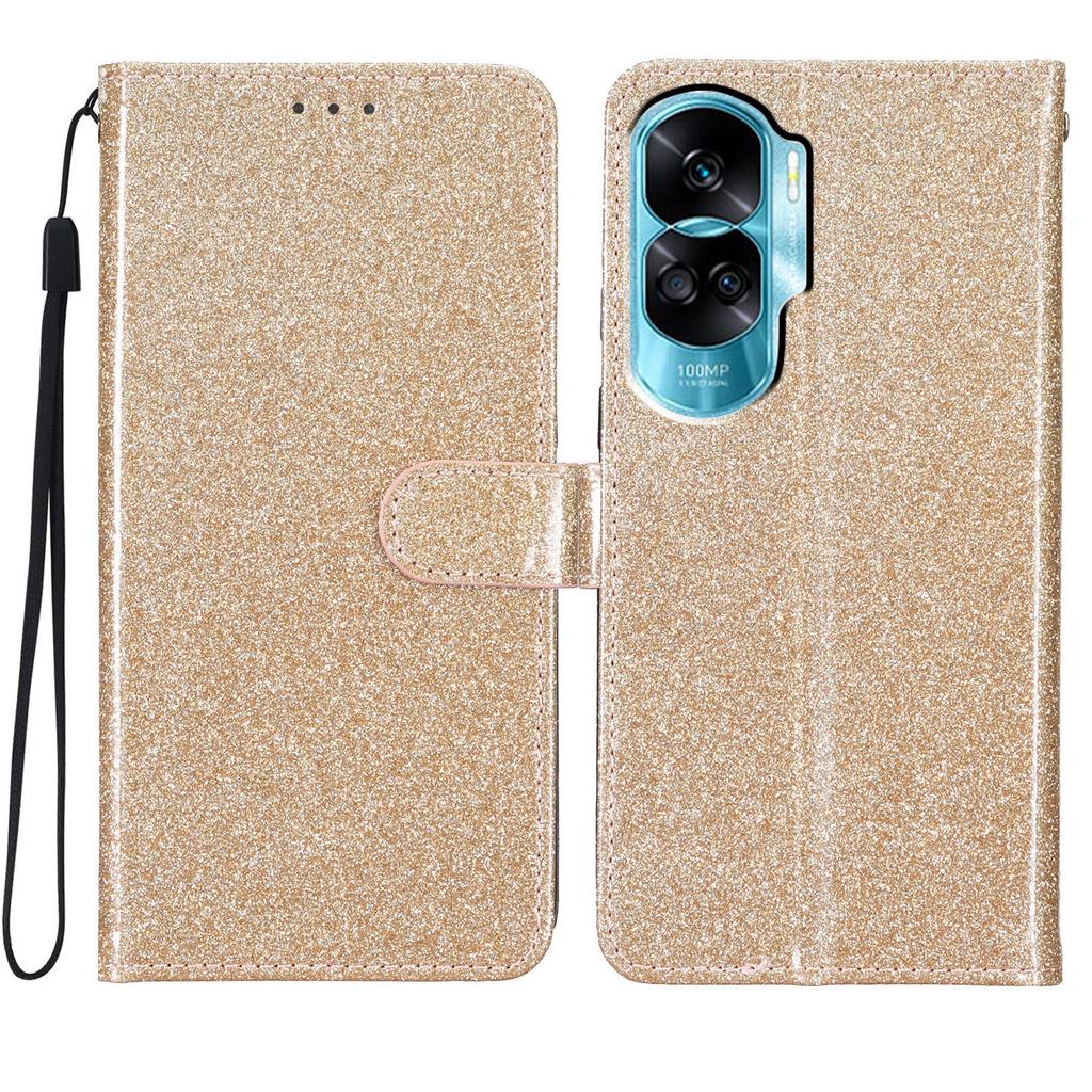 For Honor 90 Lite 5G/X50i 5G Case Stand Glittery PU Leather Protective Phone Cover with Wallet