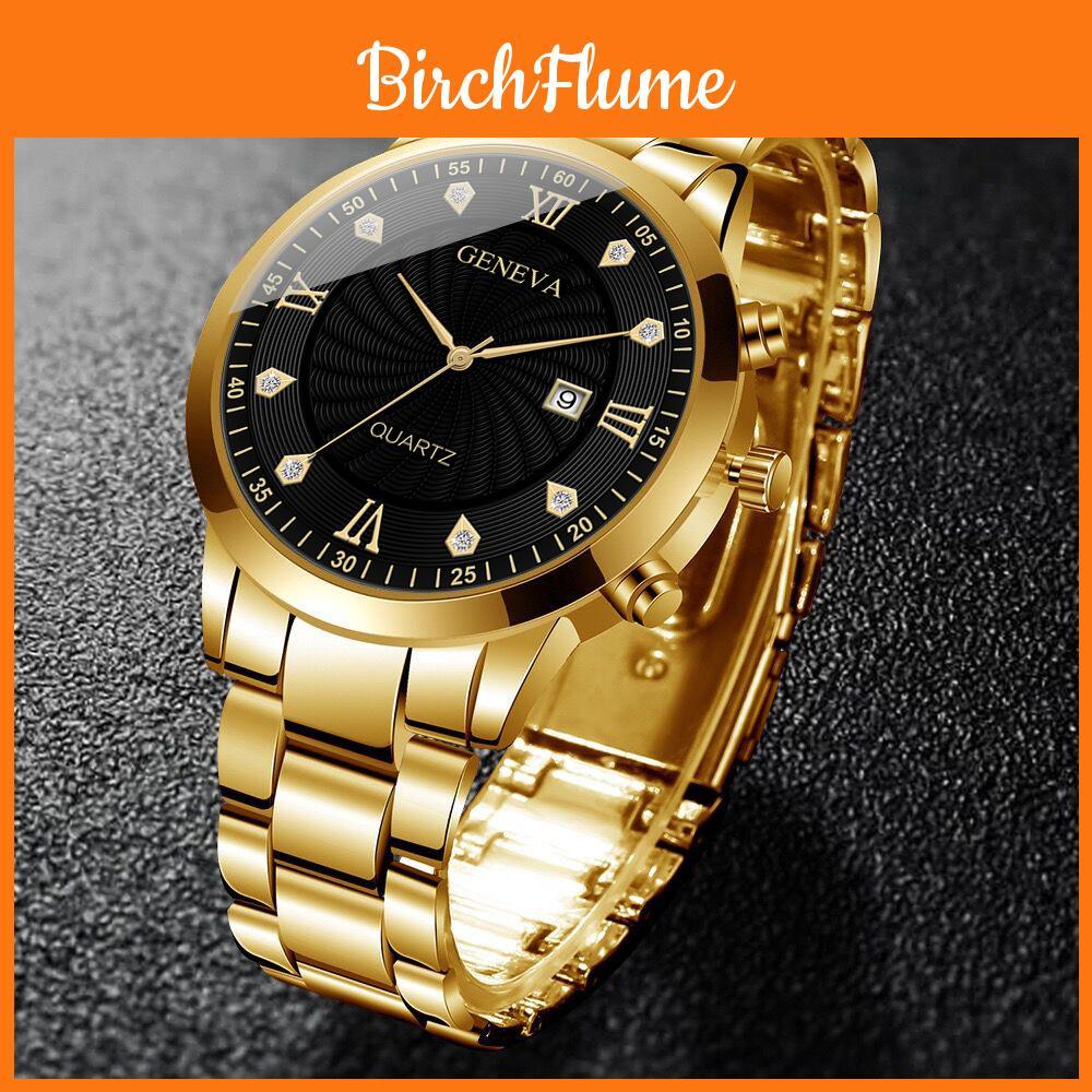 Geneva Mens Business Quartz Watch With Calendar And Alloy Band For Formal Wear