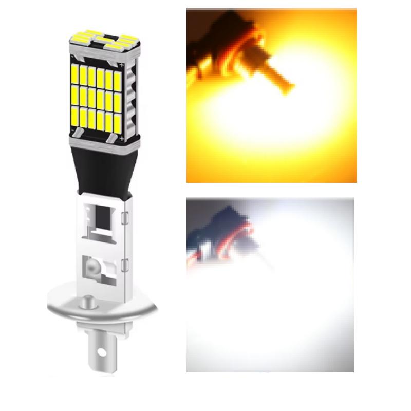 

2 шт. світлодіодні протитуманні фари H1 LED H3 LED 4014 чіпи 45SMD лампи з лінзою 12V автомобільні лампи супер яскраві водіння DRL авто лампи 3000 K&H1 білий