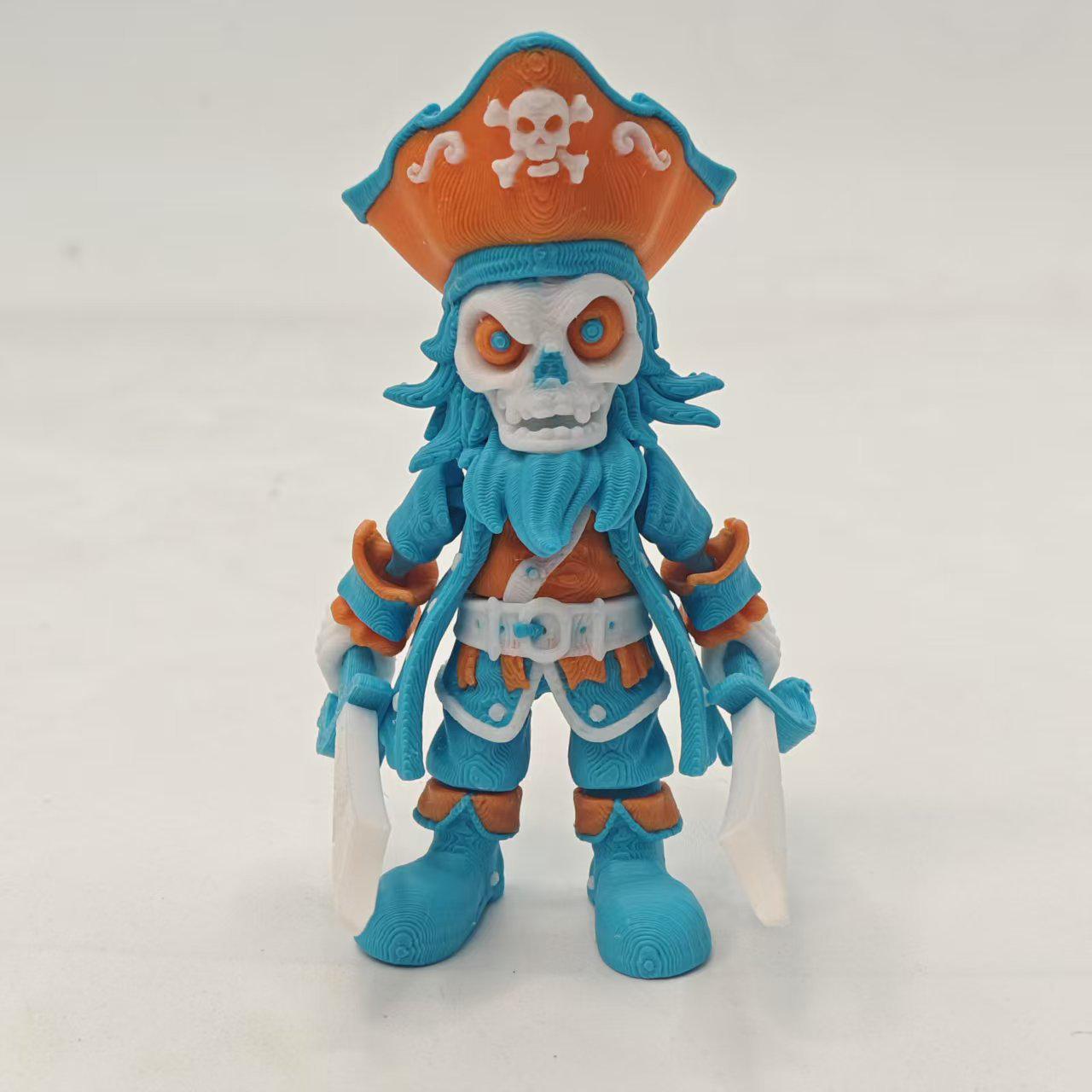 3D Printed Movable Joint Skeleton Pirate Captain Christmas Ornament