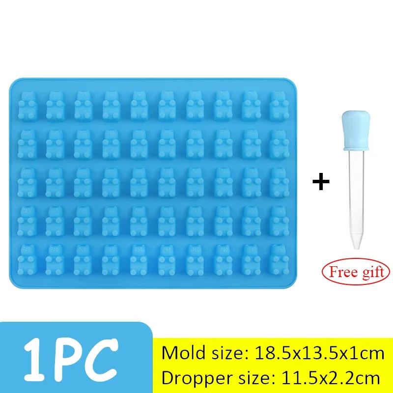 Silicone Mini Gummy Bear Mold DIY Chocolate Jelly Candy Cake Fondant Mould with Dropper Household Making Mold Baking Supplies