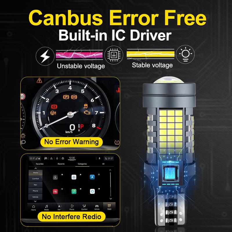 W16W T15 LED Canbus Bulb T15 Reverse Light W16W LED Reversing Lights 921 High Power Back Up Lamp Canbus Error Free White 6000K