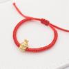 Zodiac Red Rope Diamond Knot Bracelet with Beads and Peace Buckle for Couples