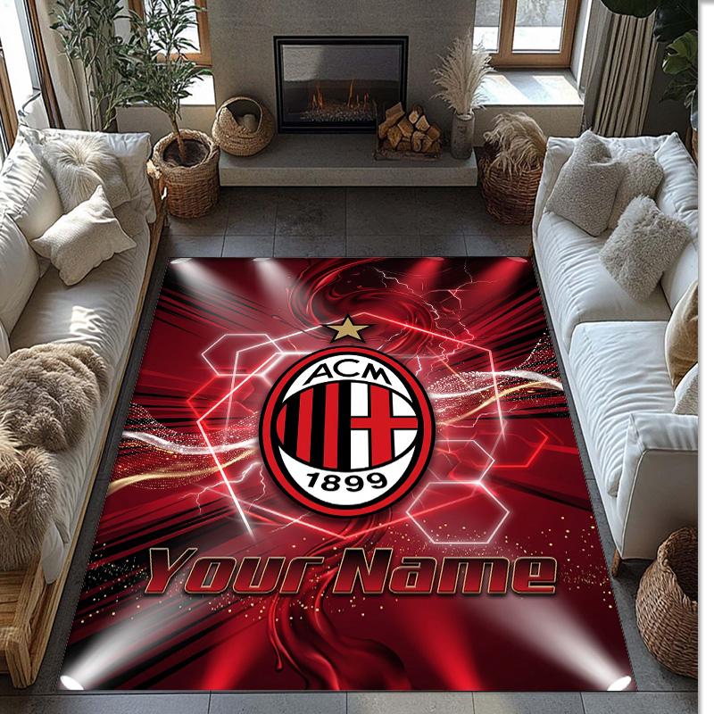 AC Milan Printed Crystal Velvet Rug Non‑Slip Crystal Velvet Carpet For Sofa Bedroom Indoor Home Decoration