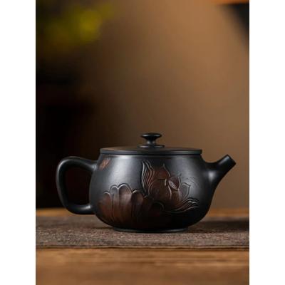 Jianshui Clay Purple Pottery  Carving Teapot Hand Painted Antique Relief Teapot Household Teapot Kungfu Tea Set Kettle