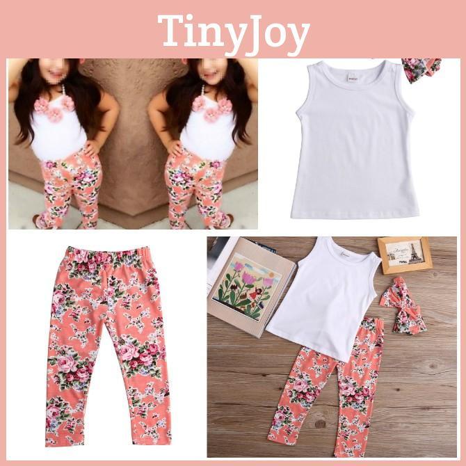 Trendy Toddler Girls Kids Floral Tops Pants Trousers Headband 3pcs Outfits Set Clothes
