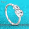 Smyoue Pear Cut All Moissanite Wedding Rings 2 Gems Luxury Quality Jewelry Lab Diamond Marriage Band Solid 925 Silver Plated 18k