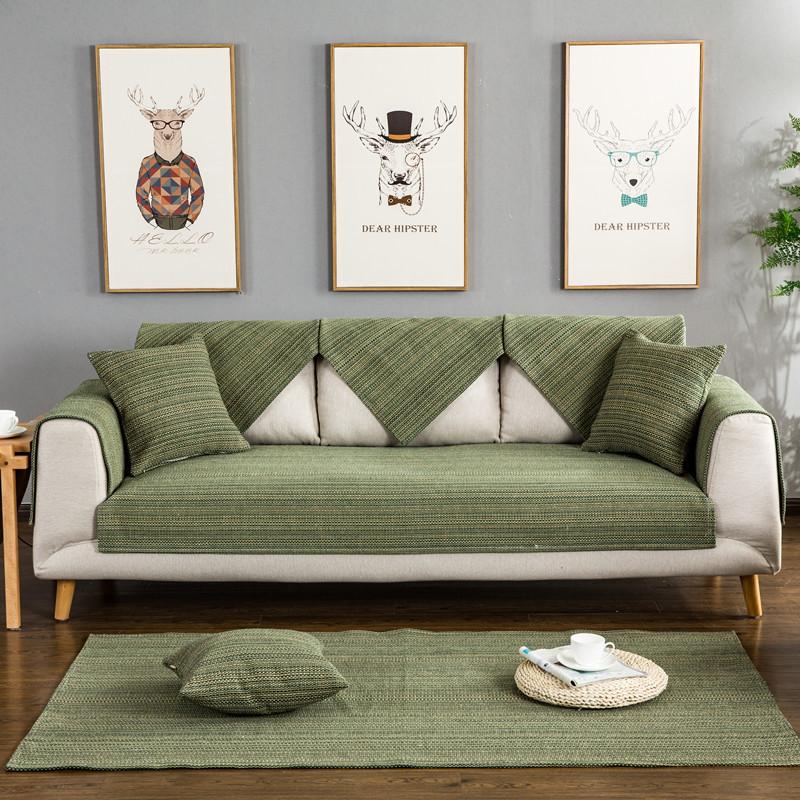 Four Seasons Thickened Cotton Thread Woven Sofa Cushion, Modern Simple Non-Slip Sofa Cushion Towel Full Cover  Direct Sales