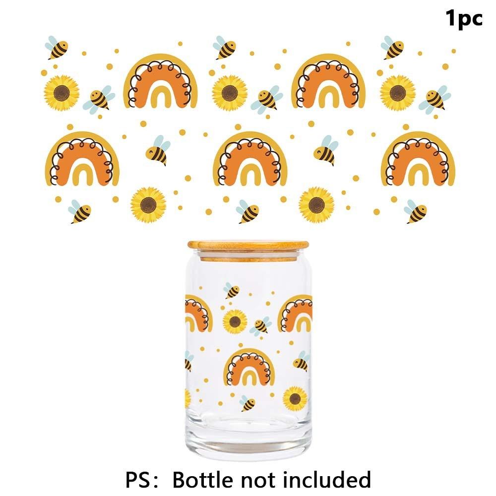 Glas Wasserbecher mit frischen Blumenpflanzen-Serie Kristall Transferaufkleber zur Heimdekoration