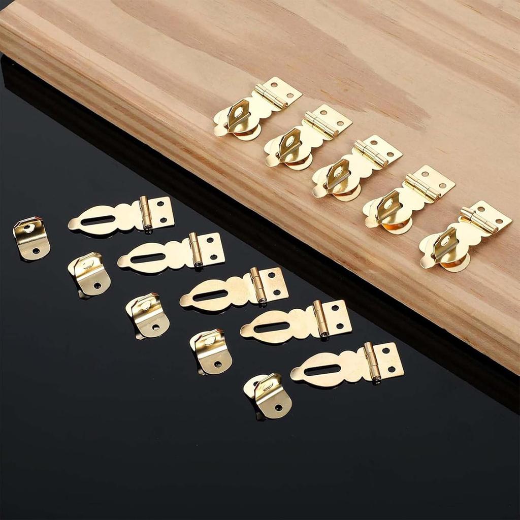 Pack Of 6 Mini Brass Padlock Hasps with Screws Gold Metal Hasp Locks Set for Jewelry Boxes & Wooden Storage Cabinets