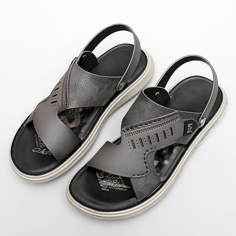 

Новые летние пляжные сандалии, мужские удобные мягкие мужские повседневные сандалии без шнуровки из натуральной кожи, модные мужские деловые шлепанцы, обувь 44