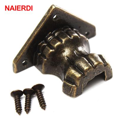 4pcs Antique Foot Jewelry Wood Box Decorative Feet Leg Corner Bracket Cabinet Protector