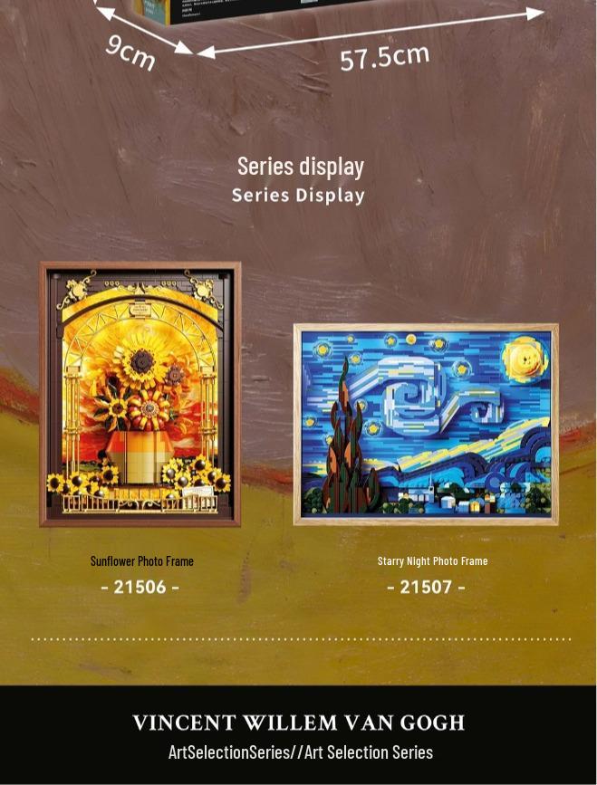 Sunflower Wood Frame 3D Building Block Photo Frame with Induction Light - Educational Assembly Toy and Decorative Ornament.
