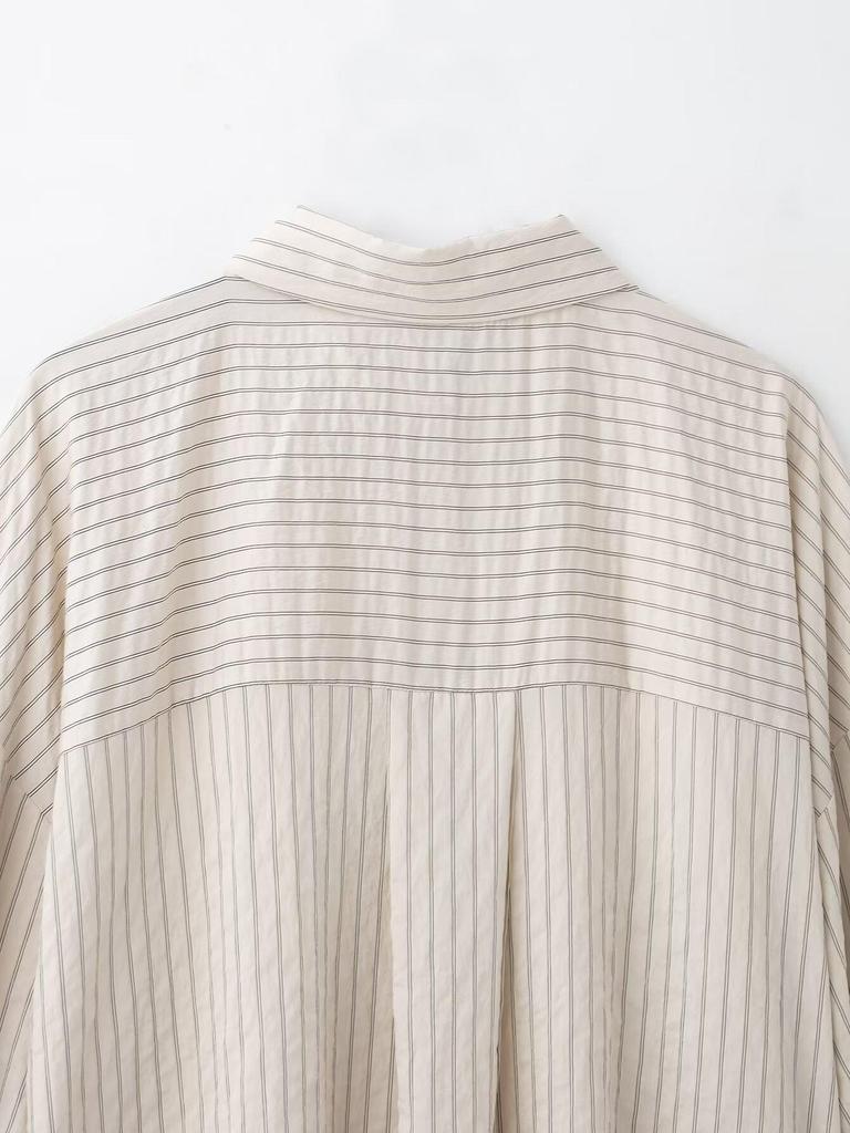 Spring 2025 Women's European & American Style Striped Short Sleeve Shirt with Casual Long Pants