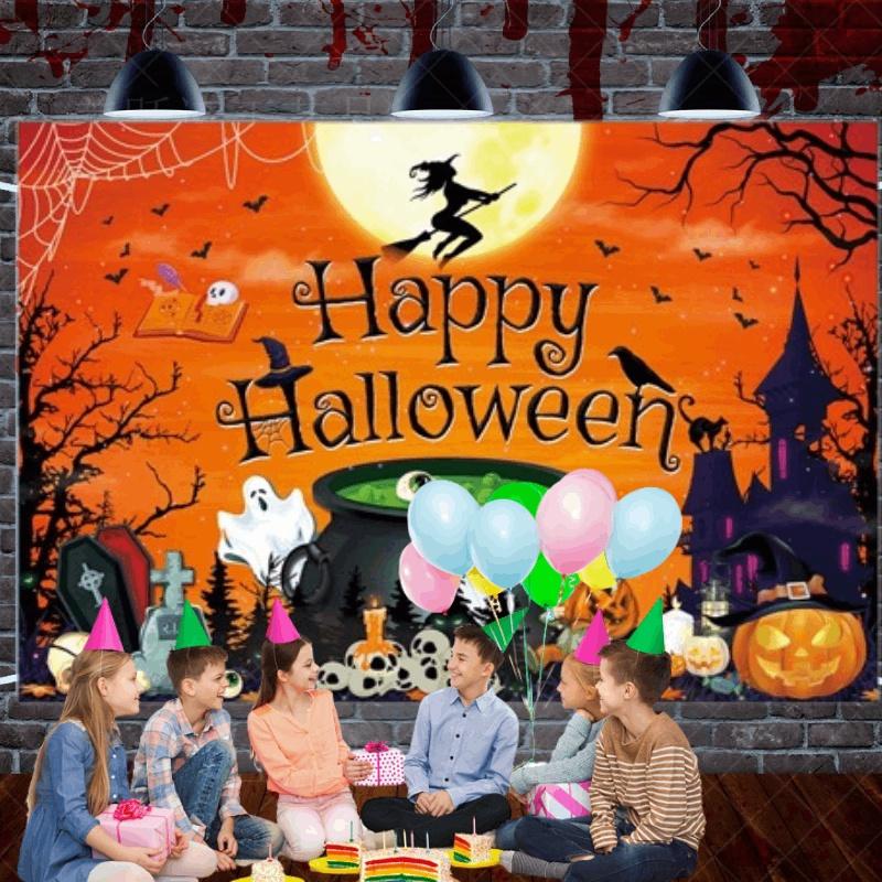 Castle Party Halloween Pumpkin Ghost Background Cloth Banner Photography Props