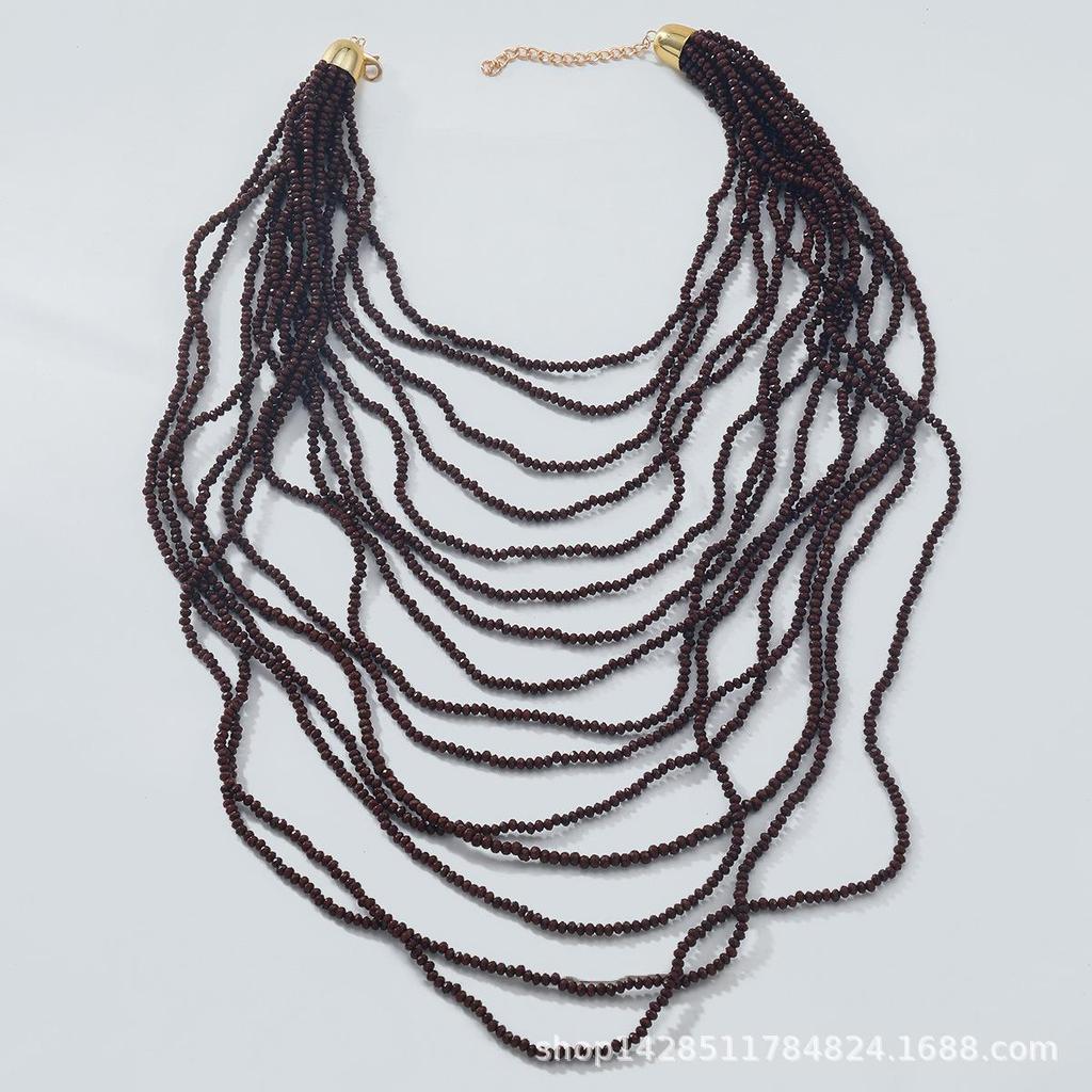Z Nytt Flerlagers Handgjort Retro Etniskt Pärlhalsband i Böhmisk Stil för Kvinnor