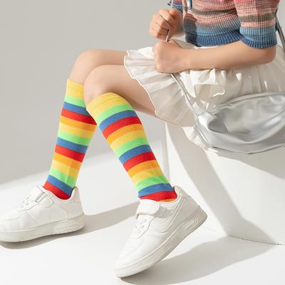 Girls Boys Toddlers Cartoon Candy Baby Long Socks Kids Knee High Long Soft Cotton Colourful Stripe Children Stocking School Spring Autumn