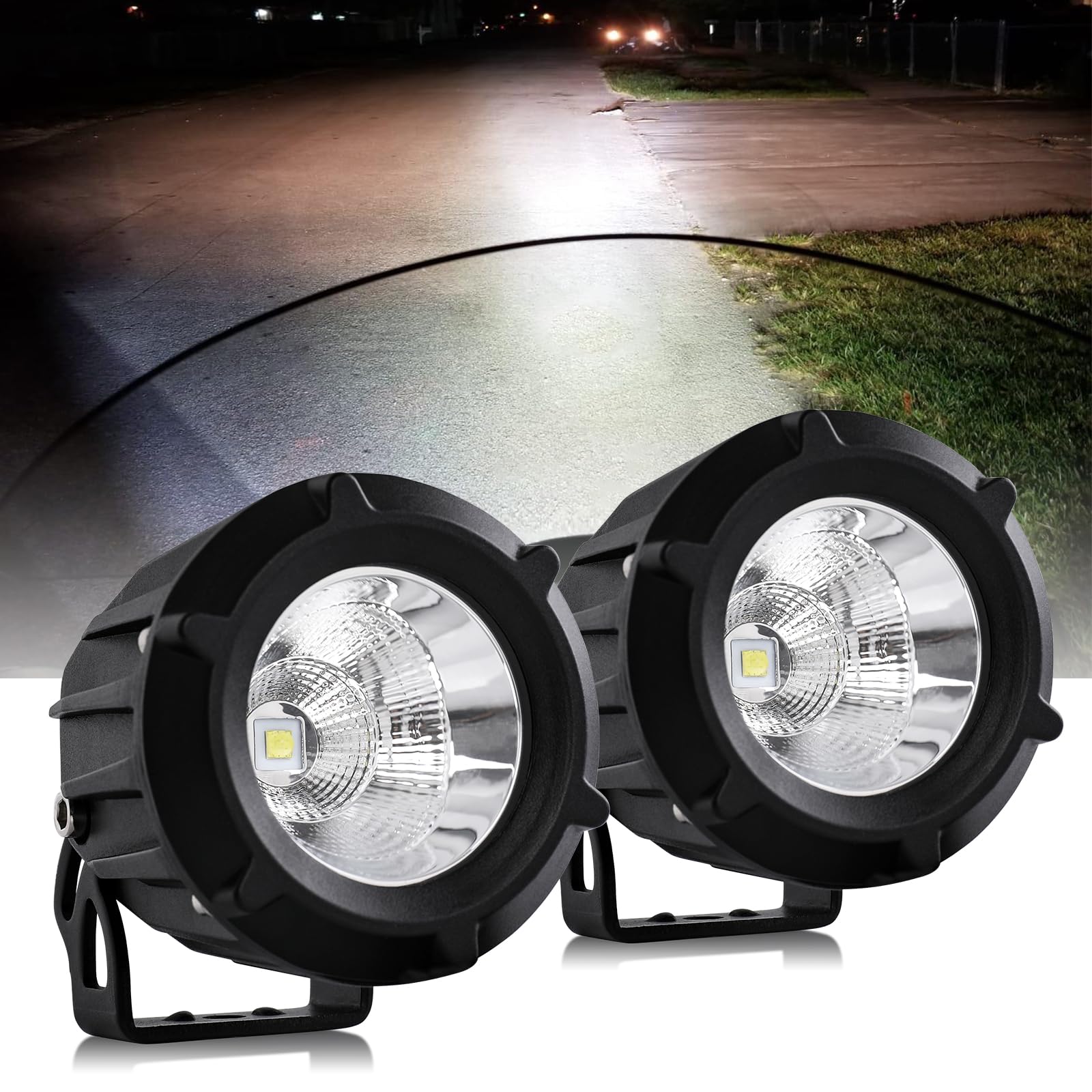 

LED Fog Lights for Aluminum LED IP68 Universal LED Work Light for and Round UNI-SHINE Motorcycles, 12V/24V, 30W, 6500K, Coated/Metal Construction, чёрный