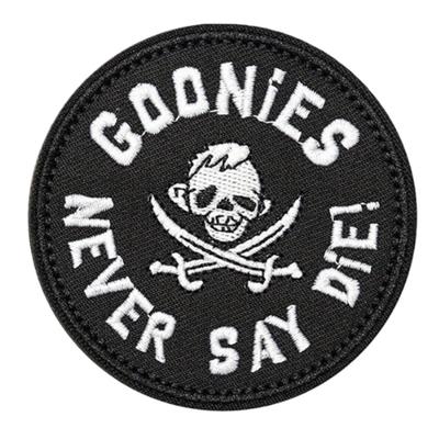 GOONIES NEVER SAY DIE Funny Meme Tactical Velcros Patch Hook & Loop - Military Embroidered Badge for Molle Backpack