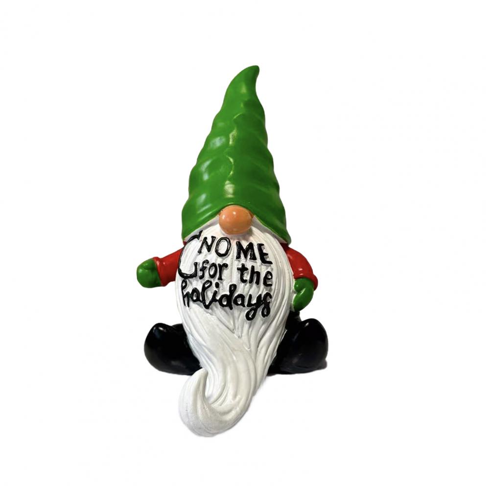 Small Gnome Statue Whimsical Christmas Gnome Figurine Resin Statue Ornament for Home Office Decor Cartoon Sitting Faceless Dwarf