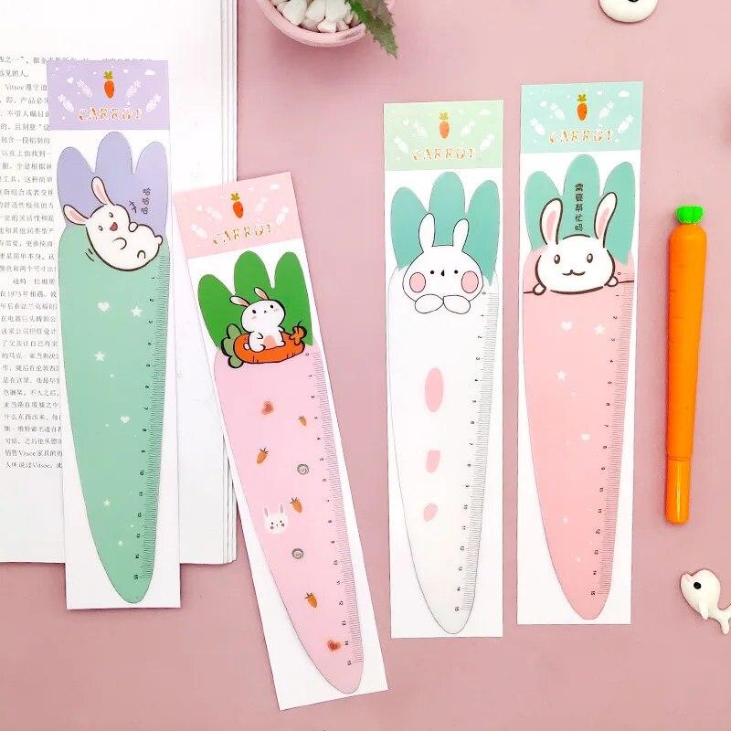 1 Piece Cute Carrot Bunny Stationery Cartoon Drawing Kitten Straight Plastic Ruler