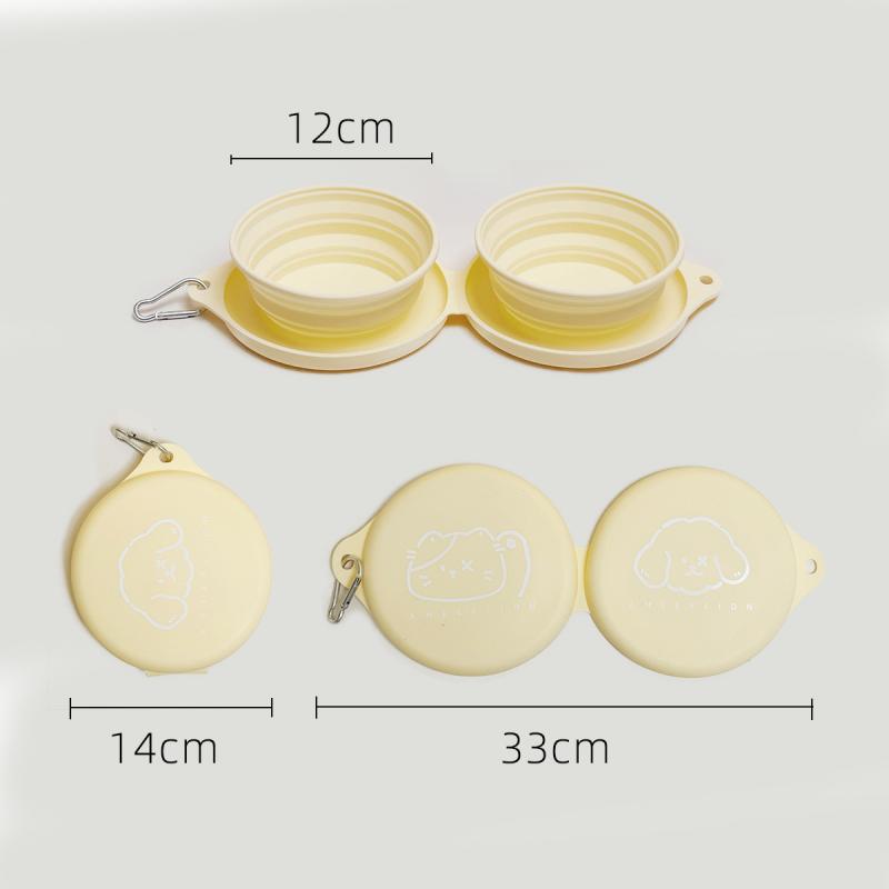 

Double-Fold Silicone Pet Outing Multi-Use Portable Foldableing Large Capacity Creative Pet Drinking Water Food Bowl Pet Product жёлтый