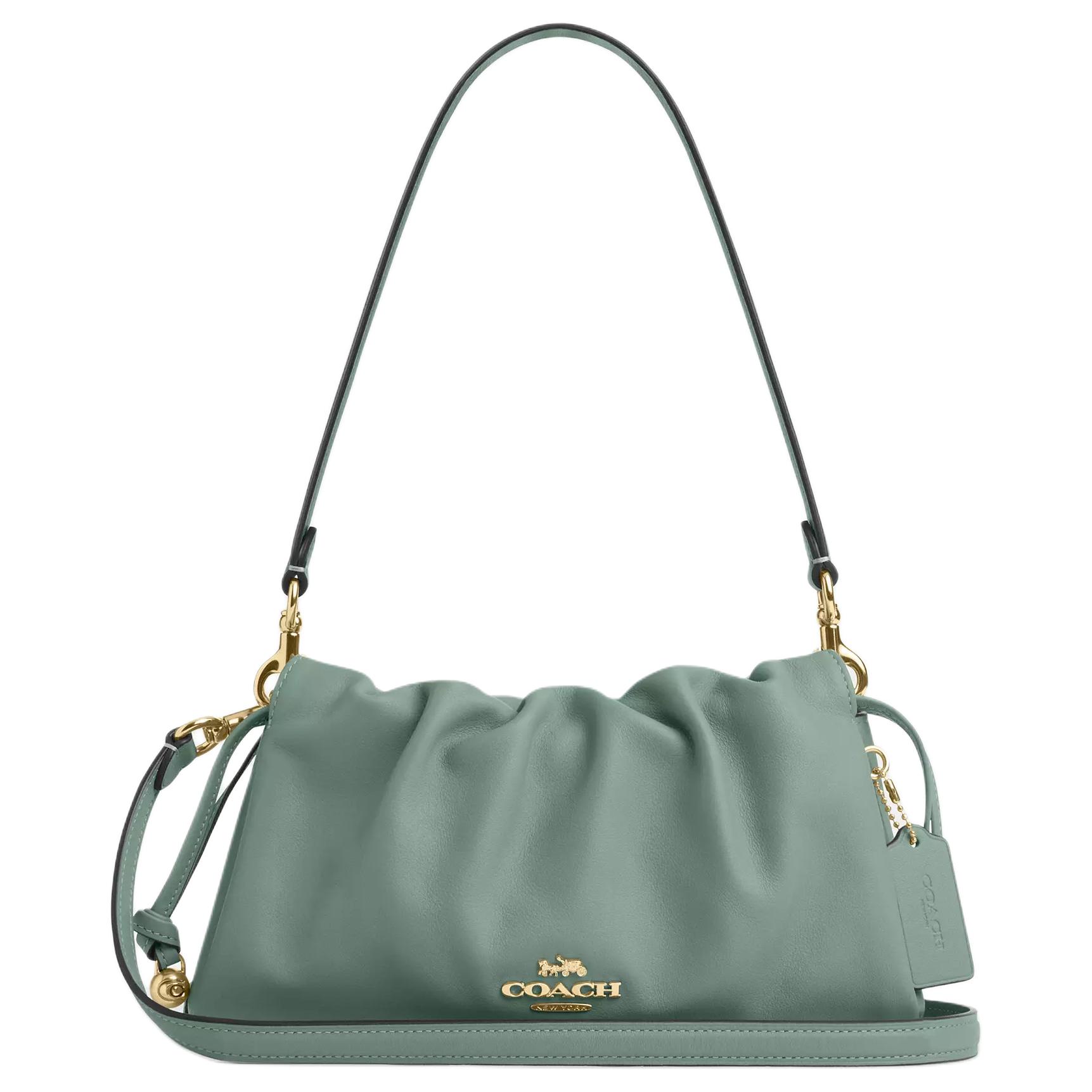 

Coach Faye 26 Logo Drawstring Magnetic Closure Leather Crossbody Shoulder Bag Medium Women bags Gold Sage CV529-IMO4Q Basic Set (Bag+Dust Bag)