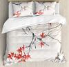 Japanese Duvet Cover Set,Branch Of A Flourishing Sakura Tree Flower Cherry Blossoms Spring Theme Art Japan Bedding Set Full Size